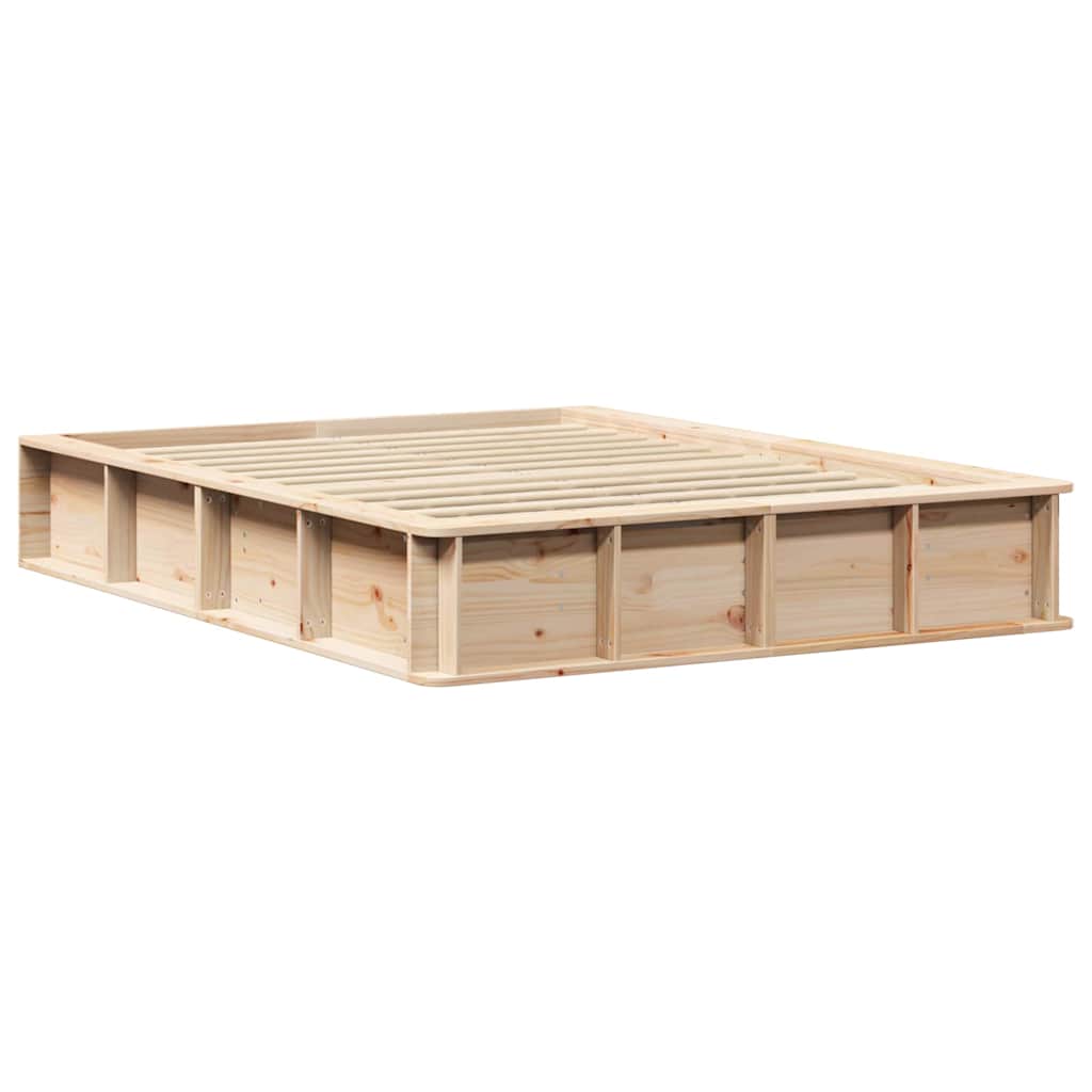 vidaXL Σκελετός Κρεβατιού Καφέ 140 x 190 cm Στερεά ξυλεία πεύκου
