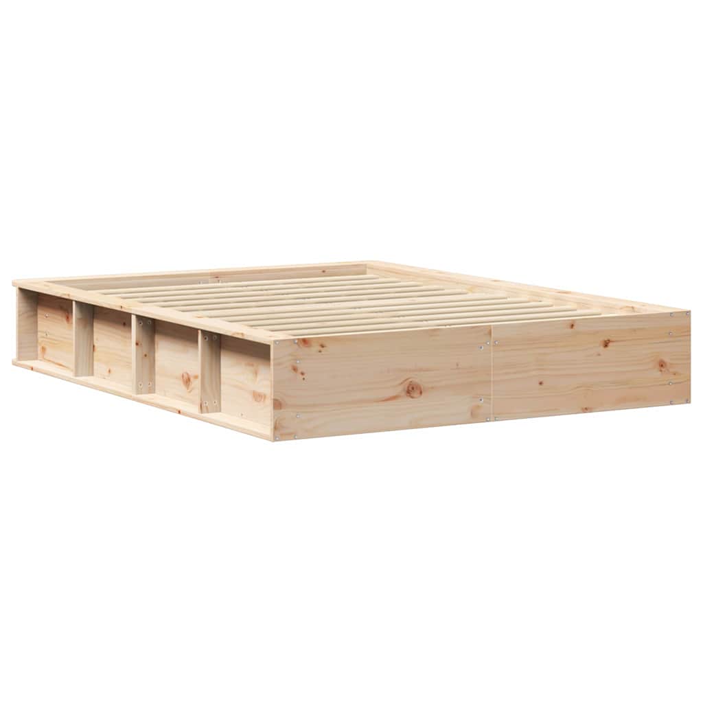 vidaXL Σκελετός Κρεβατιού Καφέ 140 x 190 cm Στερεά ξυλεία πεύκου