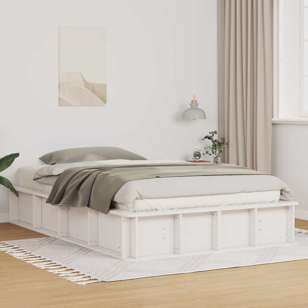 vidaXL Σκελετός Κρεβατιού Λευκό 140 x 190 cm Στερεά ξυλεία πεύκου