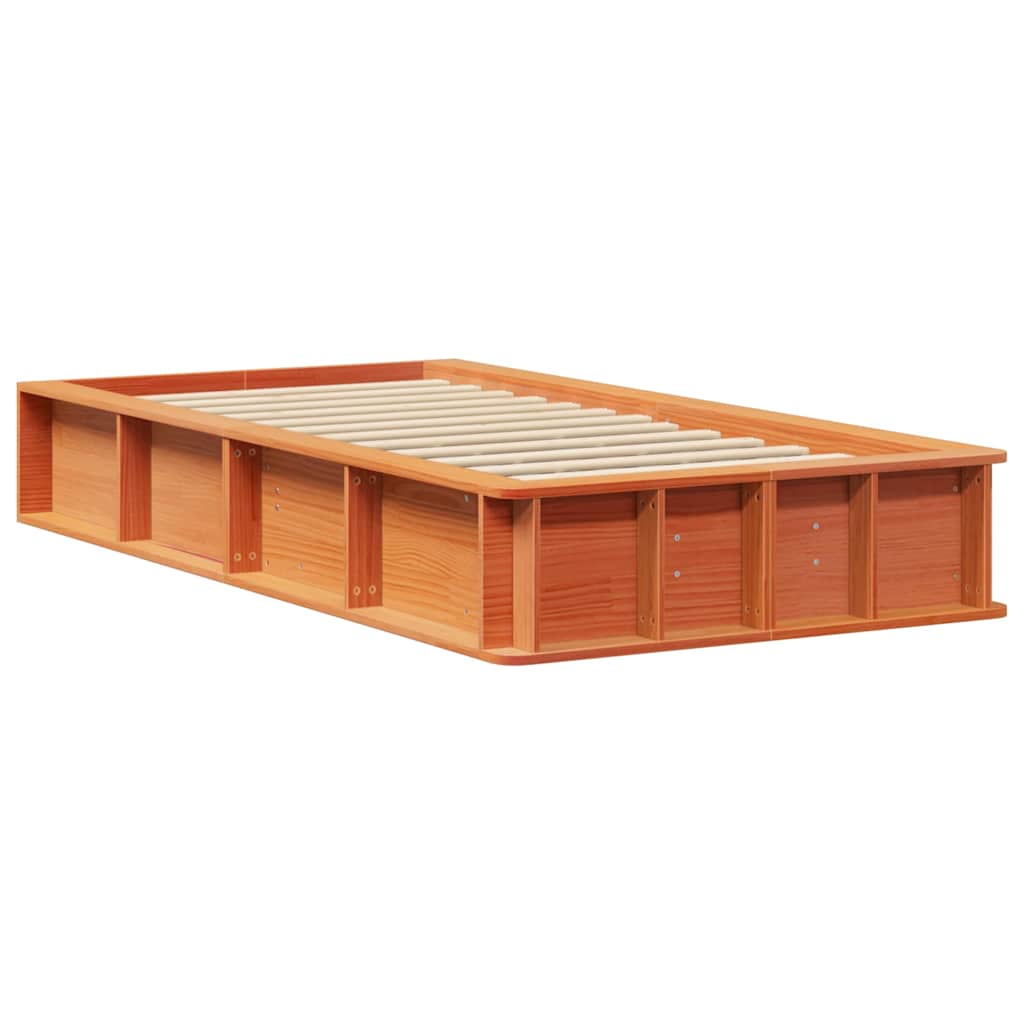 vidaXL Σκελετός Κρεβατιού Κερωτό καφέ 90 x 200 cm Στερεά ξυλεία πεύκου