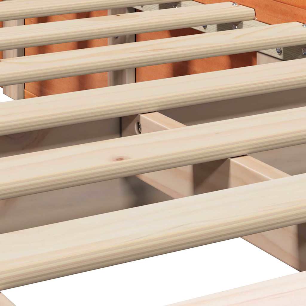 vidaXL Σκελετός Κρεβατιού Κερωτό καφέ 90 x 190 cm Στερεά ξυλεία πεύκου