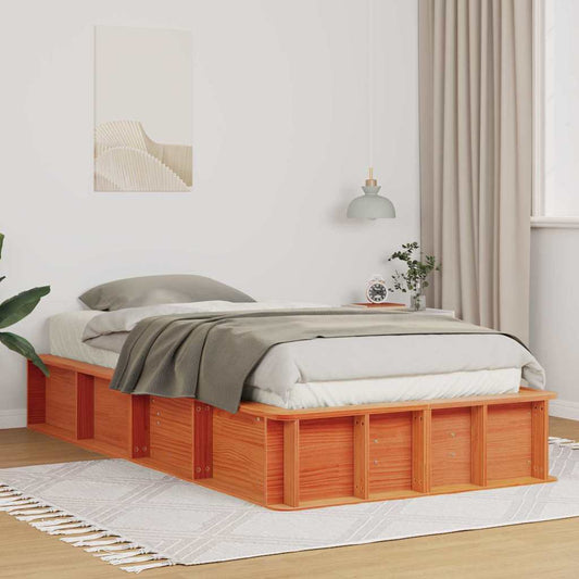 vidaXL Σκελετός Κρεβατιού Κερωτό καφέ 90 x 190 cm Στερεά ξυλεία πεύκου