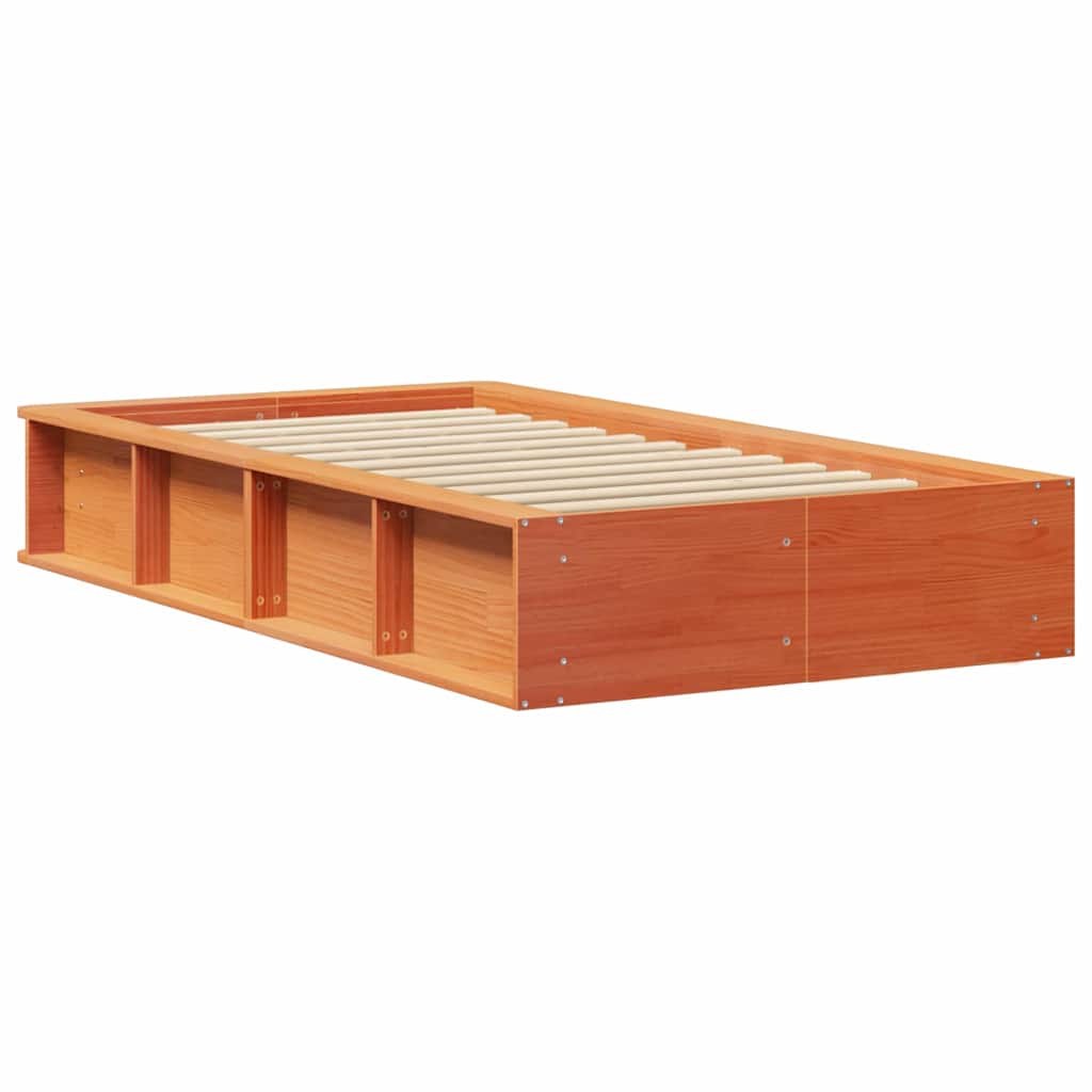 vidaXL Σκελετός Κρεβατιού Κερωτό καφέ 90 x 190 cm Στερεά ξυλεία πεύκου