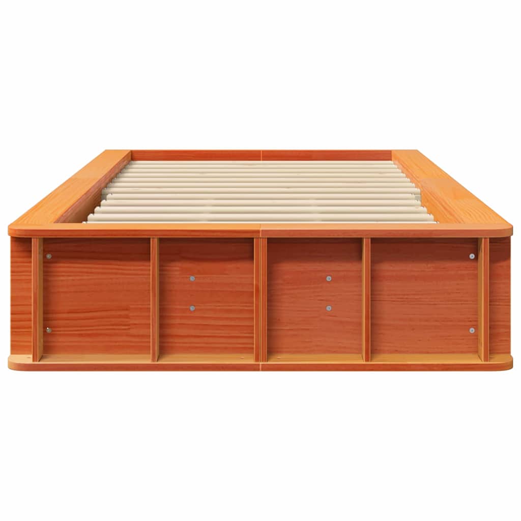 vidaXL Σκελετός Κρεβατιού Κερωτό καφέ 90 x 190 cm Στερεά ξυλεία πεύκου