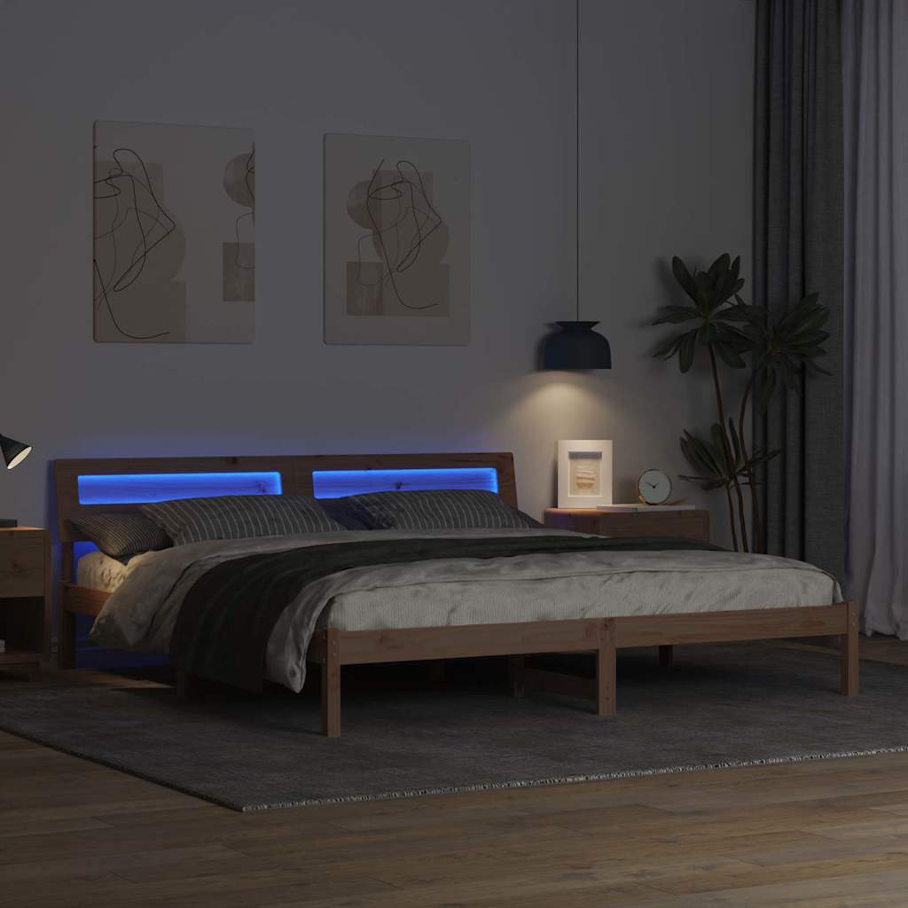 vidaXL Σκελετός Κρεβατιού Καφέ 200 x 200 cm Στερεά ξυλεία πεύκου