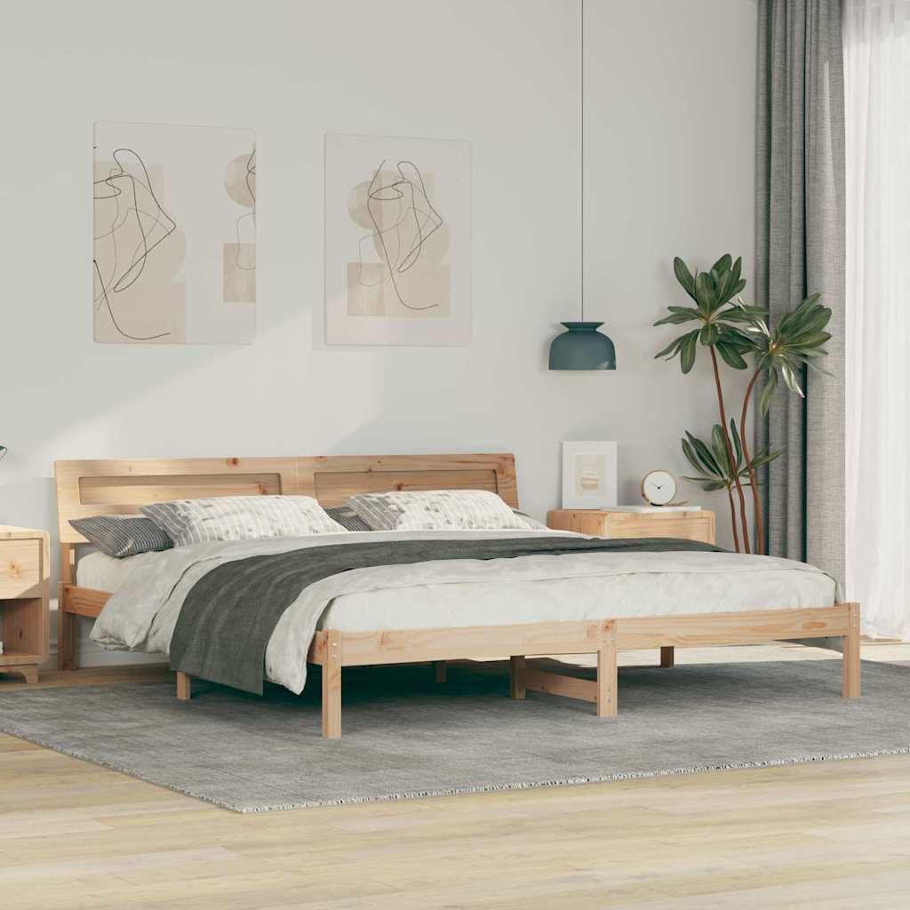 vidaXL Σκελετός Κρεβατιού Καφέ 200 x 200 cm Στερεά ξυλεία πεύκου