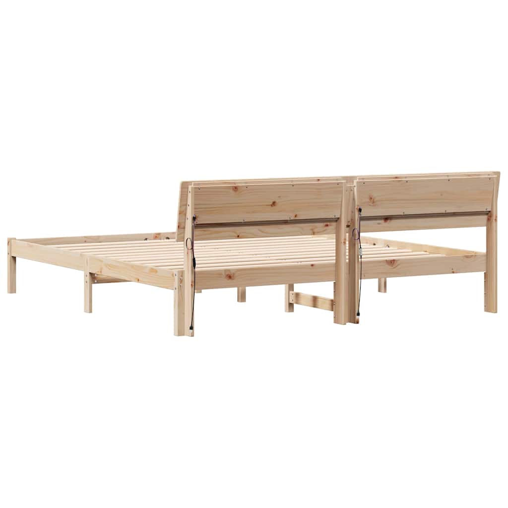 vidaXL Σκελετός Κρεβατιού Καφέ 200 x 200 cm Στερεά ξυλεία πεύκου