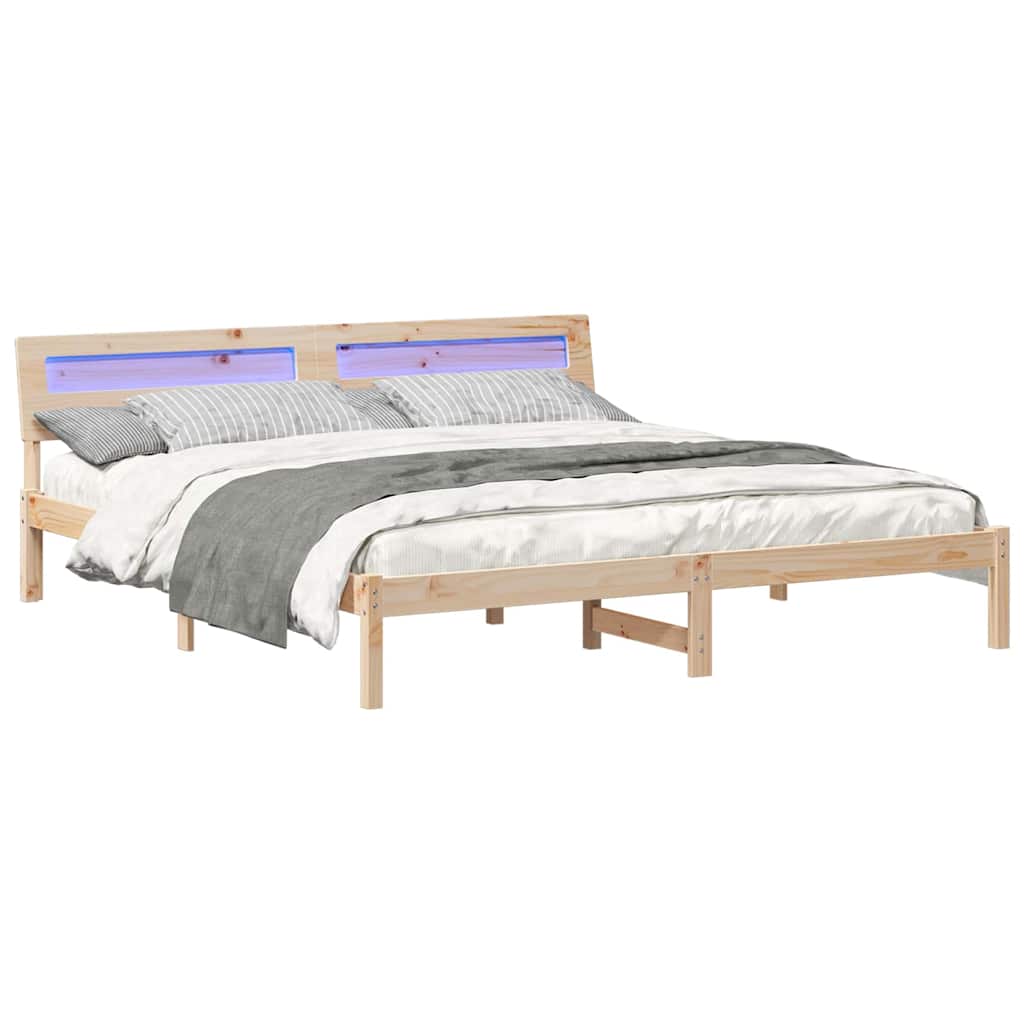 vidaXL Σκελετός Κρεβατιού Καφέ 200 x 200 cm Στερεά ξυλεία πεύκου