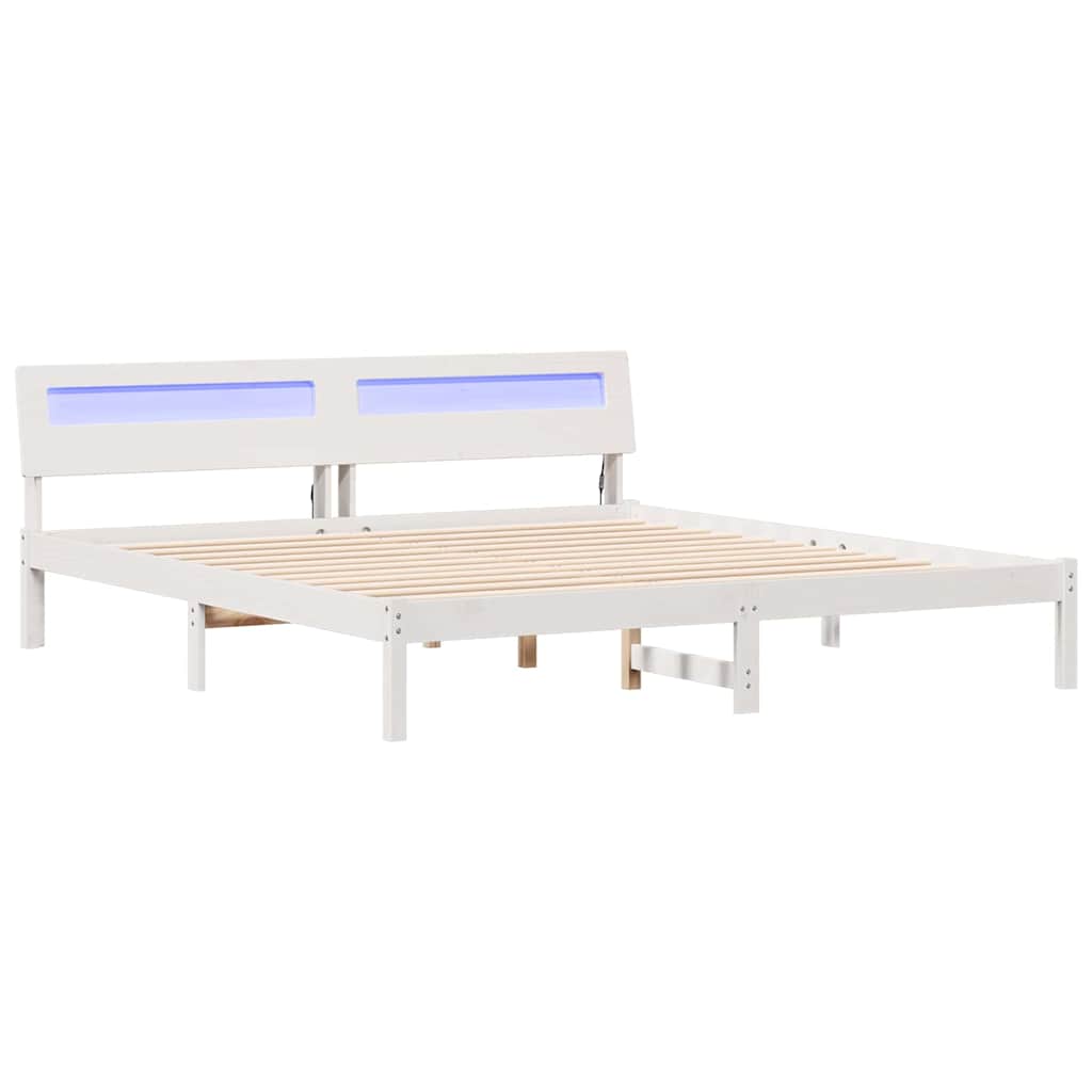 vidaXL Σκελετός Κρεβατιού Λευκό 200 x 200 cm Στερεά ξυλεία πεύκου