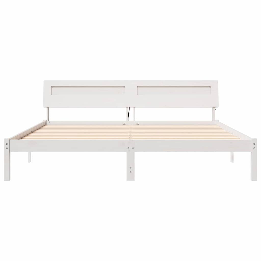 vidaXL Σκελετός Κρεβατιού Λευκό 200 x 200 cm Στερεά ξυλεία πεύκου