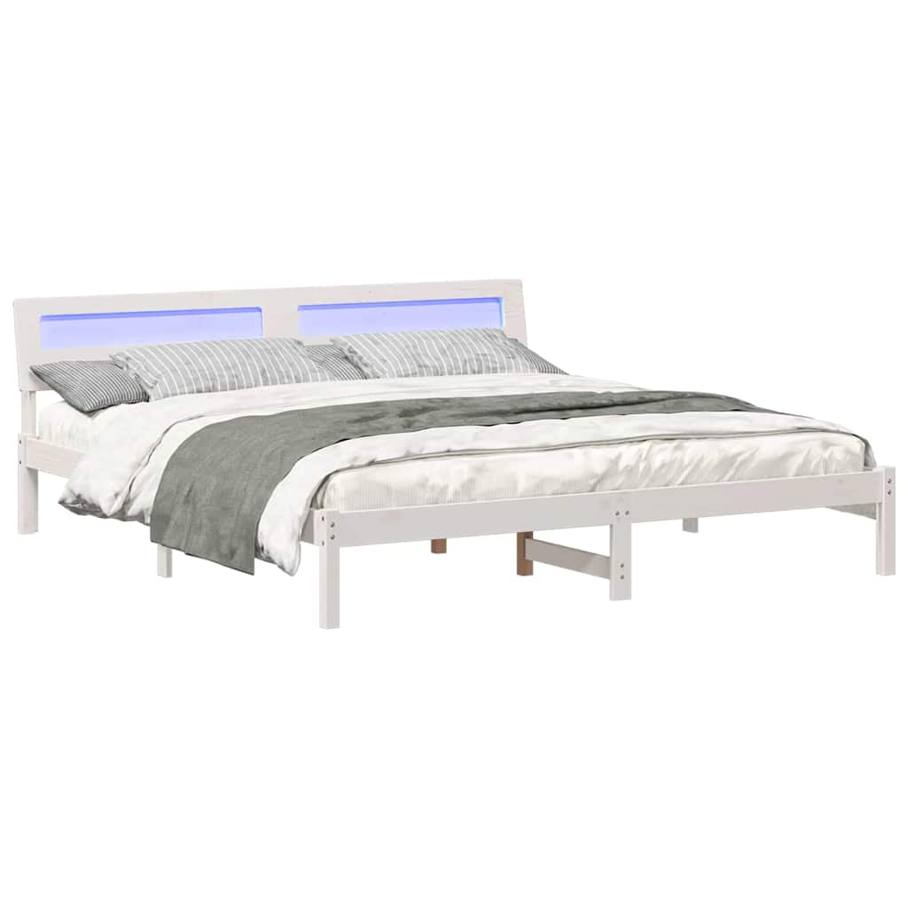 vidaXL Σκελετός Κρεβατιού Λευκό 200 x 200 cm Στερεά ξυλεία πεύκου