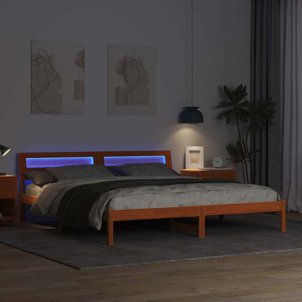 vidaXL Σκελετός Κρεβατιού Καφέ 200 x 200 cm Στερεά ξυλεία πεύκου