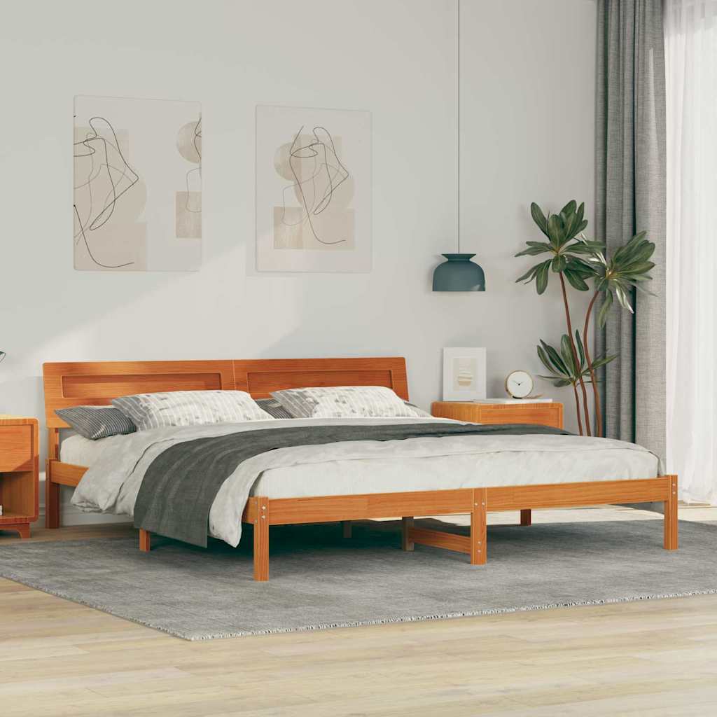 vidaXL Σκελετός Κρεβατιού Καφέ 200 x 200 cm Στερεά ξυλεία πεύκου