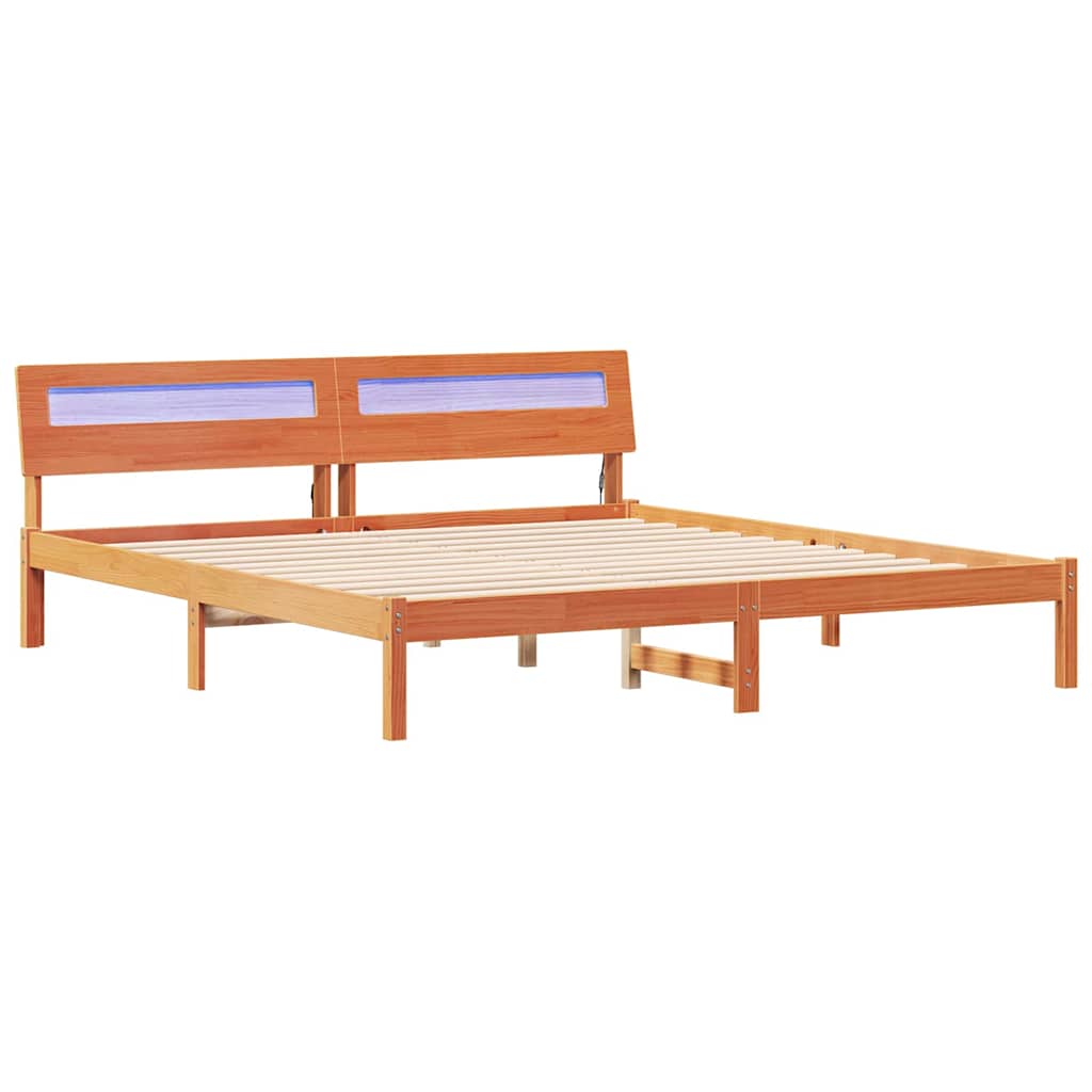 vidaXL Σκελετός Κρεβατιού Καφέ 200 x 200 cm Στερεά ξυλεία πεύκου