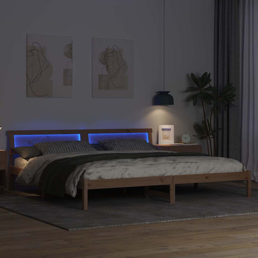 vidaXL Σκελετός Κρεβατιού Καφέ 200 x 200 cm Μασίφ ξύλο πεύκου