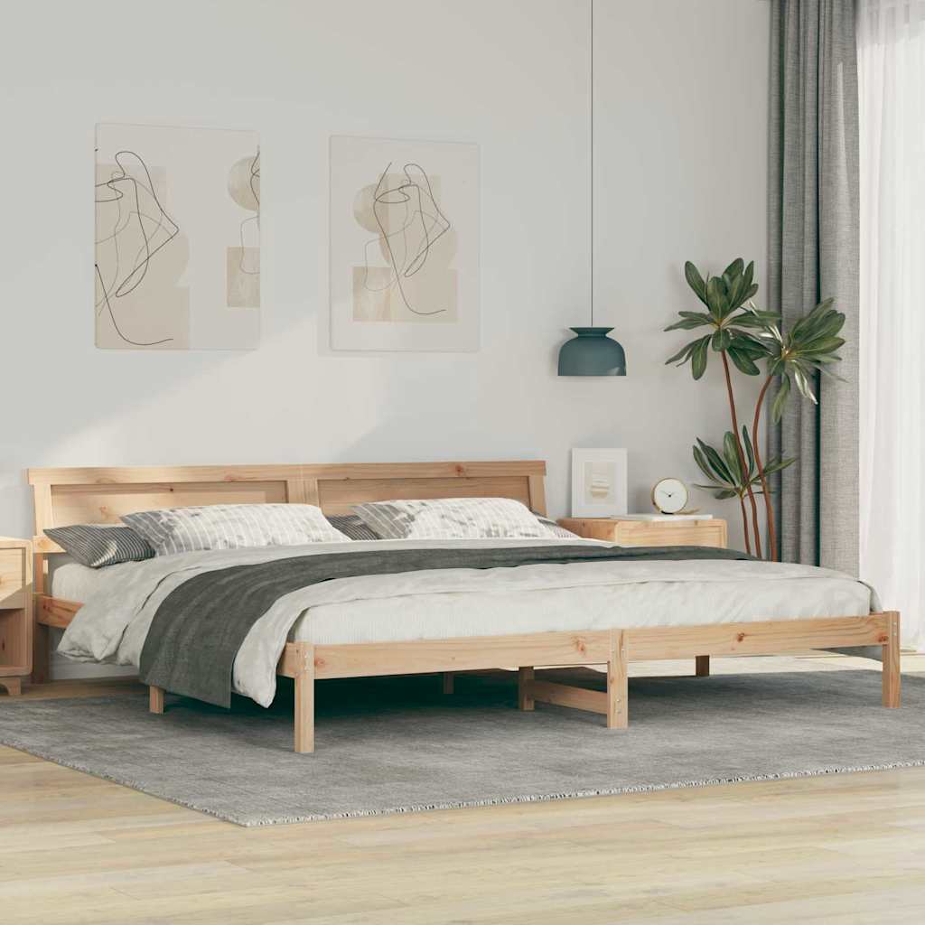 vidaXL Σκελετός Κρεβατιού Καφέ 200 x 200 cm Μασίφ ξύλο πεύκου