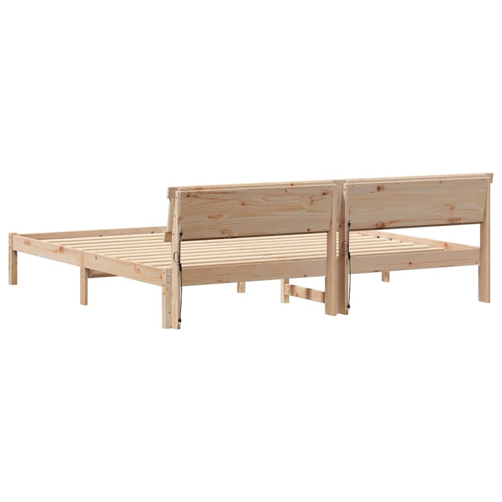 vidaXL Σκελετός Κρεβατιού Καφέ 200 x 200 cm Μασίφ ξύλο πεύκου
