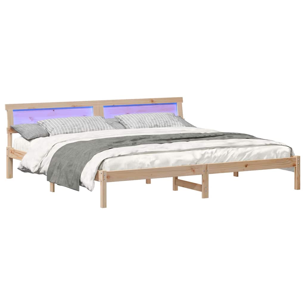 vidaXL Σκελετός Κρεβατιού Καφέ 200 x 200 cm Μασίφ ξύλο πεύκου