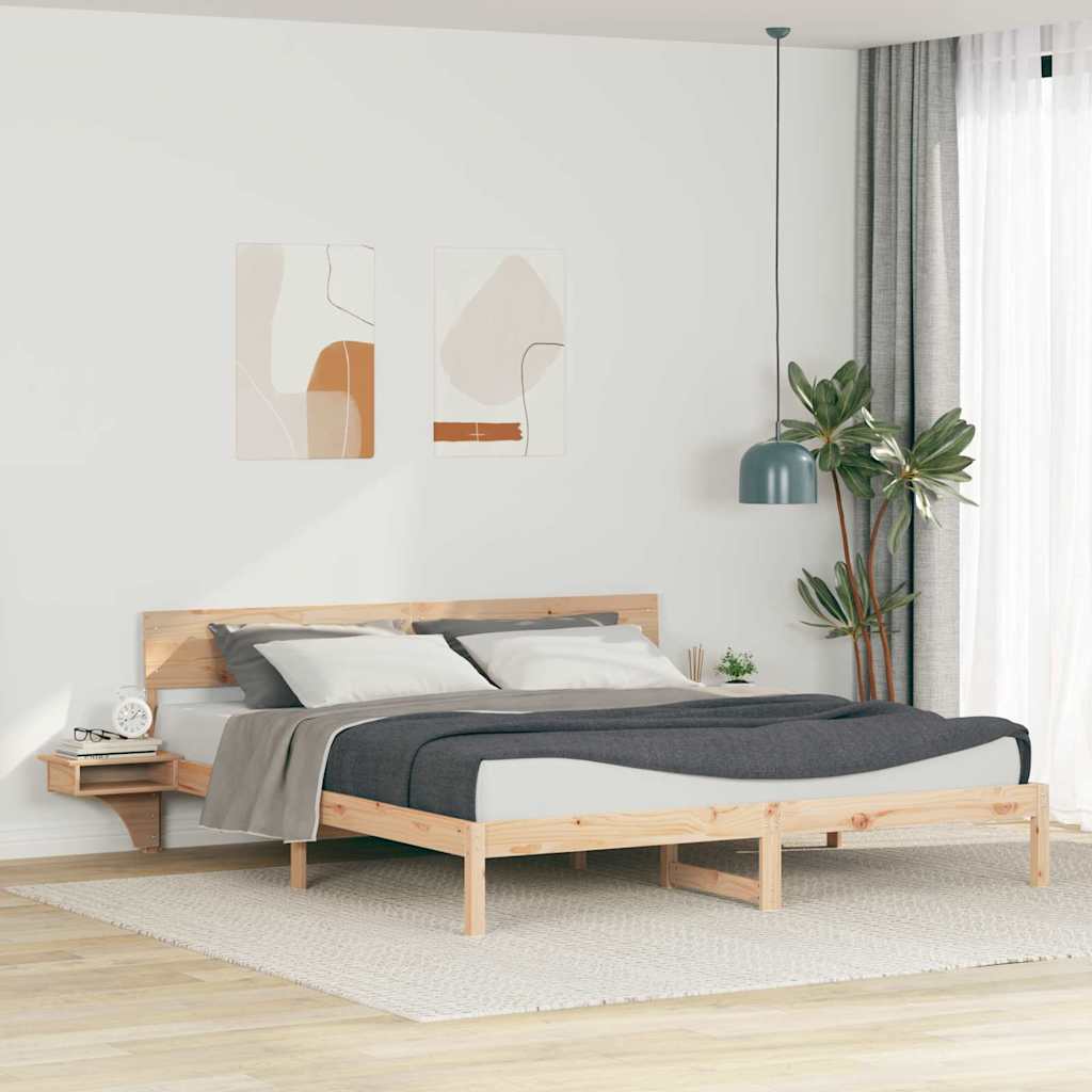 vidaXL Σκελετός Κρεβατιού Καφέ 200 x 200 cm Στερεά ξυλεία πεύκου