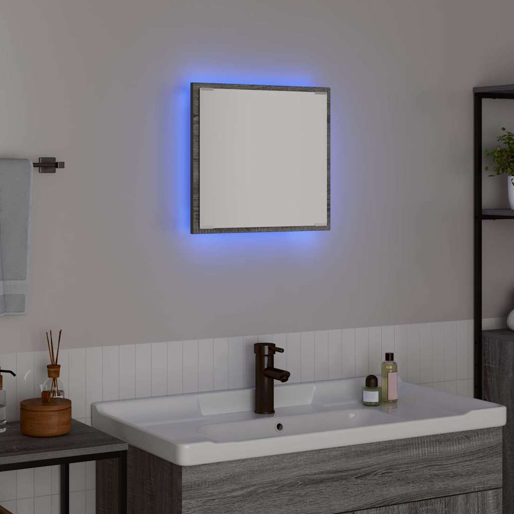 vidaXL Καθρέφτης μπάνιου LED Επιτοίχιο Γκρίζο Σονομα 40 x 8.5 x 37 εκ.
