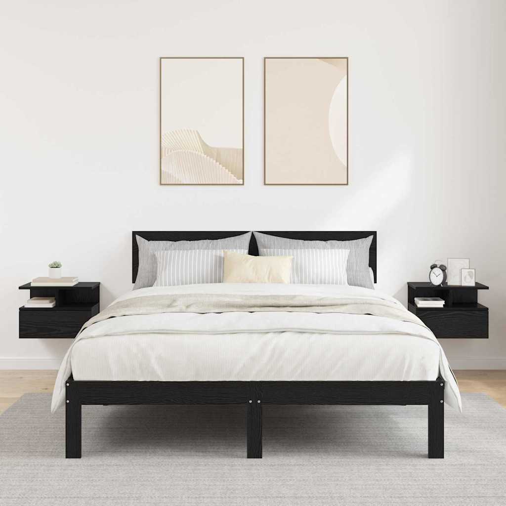 vidaXL Κρεβάτι με Float με συρτάρι 2 pcs Μαύρη δρυς 40 x 31 x 27 εκ.