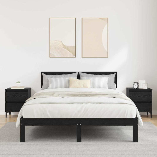 vidaXL Κομοδίνο 2 τμχ. Μαύρη Οξυά 40 x 35 x 50 εκ. Επεξεργασμένο Ξύλο