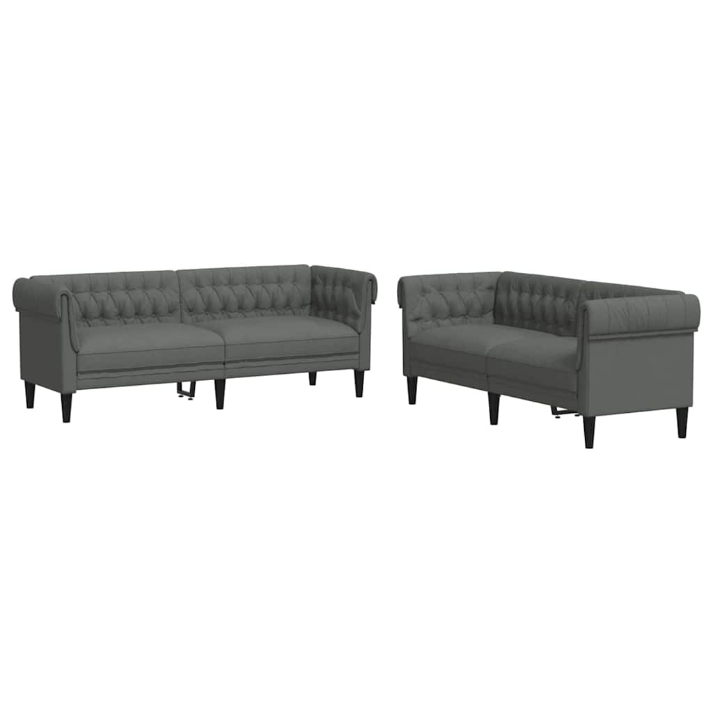 vidaXL Καναπές σαλονιού 2 pcs Σκούρο Γκρι 201,5 x 74,5 x 74,5 εκατοστά