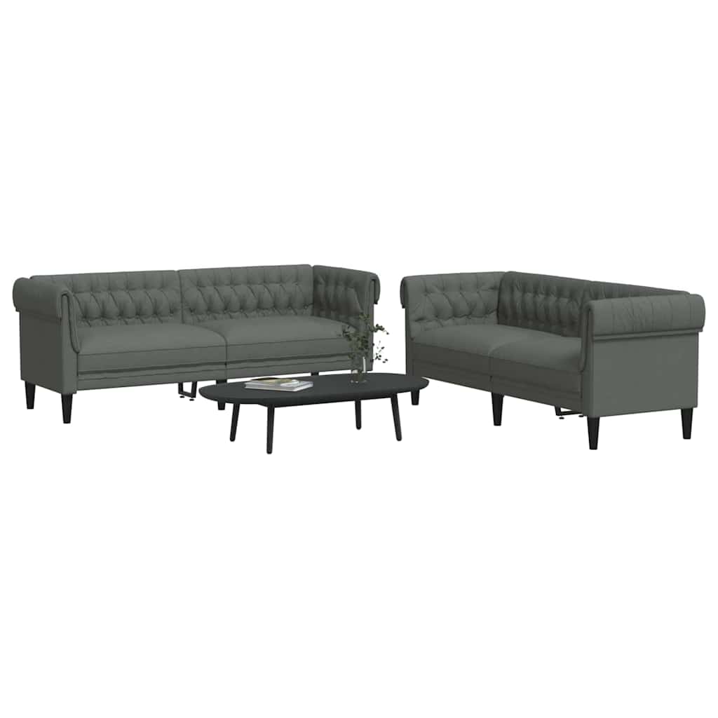 vidaXL Καναπές σαλονιού 2 pcs Σκούρο Γκρι 201,5 x 74,5 x 74,5 εκατοστά