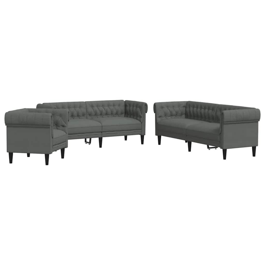 vidaXL Καναπές σαλονιού 3 pcs Σκούρο Γκρι 201,5 x 74,5 x 74,5 εκατοστά