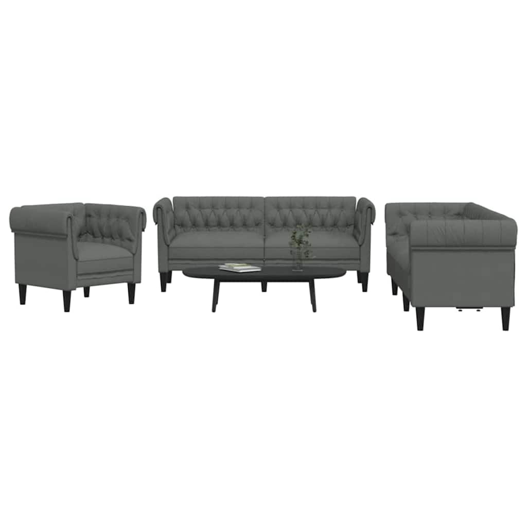 vidaXL Καναπές σαλονιού 3 pcs Σκούρο Γκρι 201,5 x 74,5 x 74,5 εκατοστά