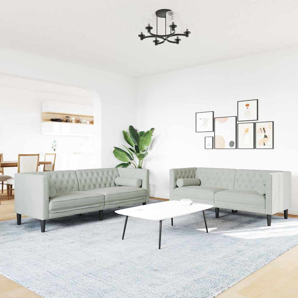 vidaXL Καναπές σαλονιού 2 pcs Ανοιχτό γκρι 194 x 74,5 x 70,5 εκ.