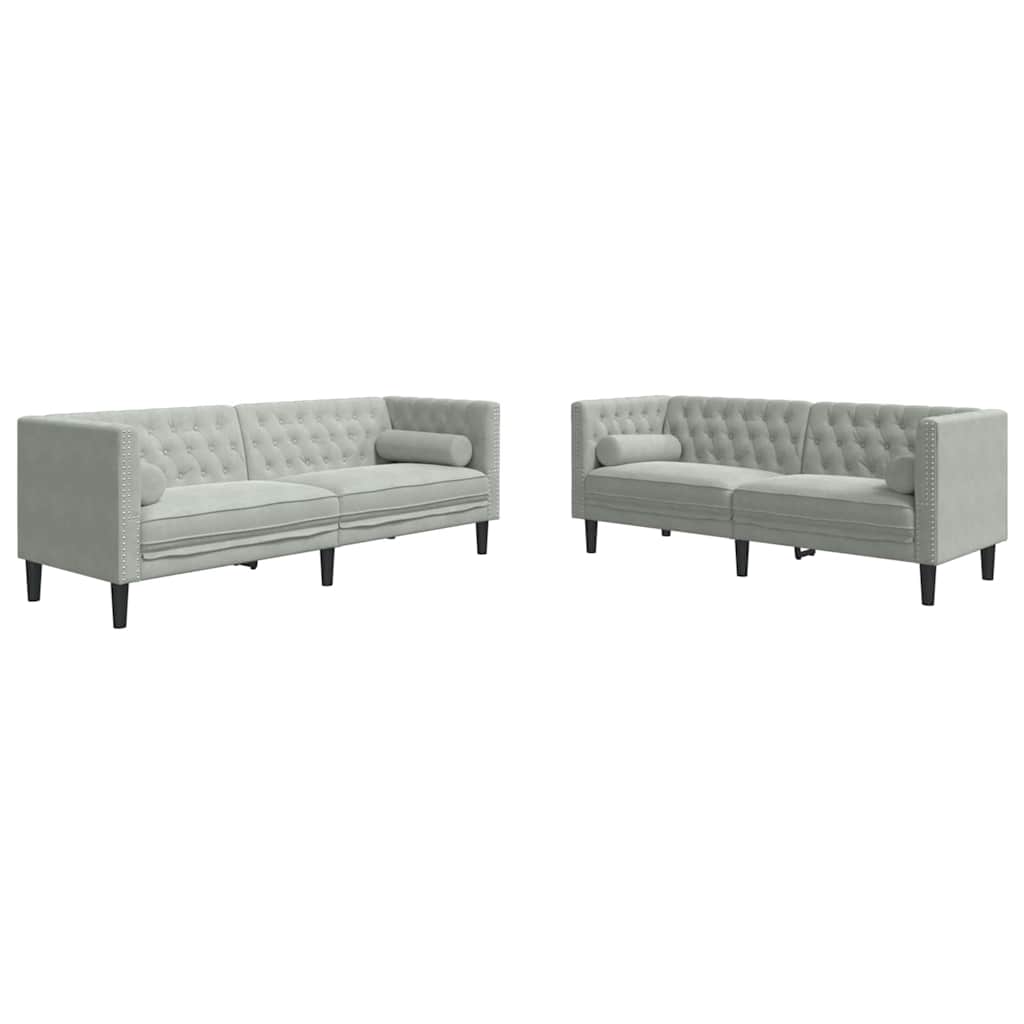 vidaXL Καναπές σαλονιού 2 pcs Ανοιχτό γκρι 194 x 74,5 x 70,5 εκ.