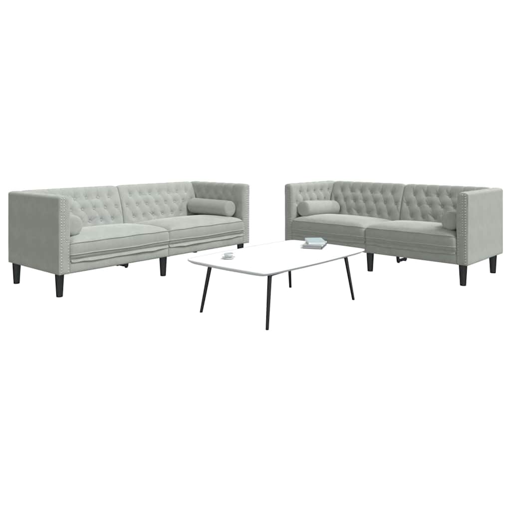 vidaXL Καναπές σαλονιού 2 pcs Ανοιχτό γκρι 194 x 74,5 x 70,5 εκ.