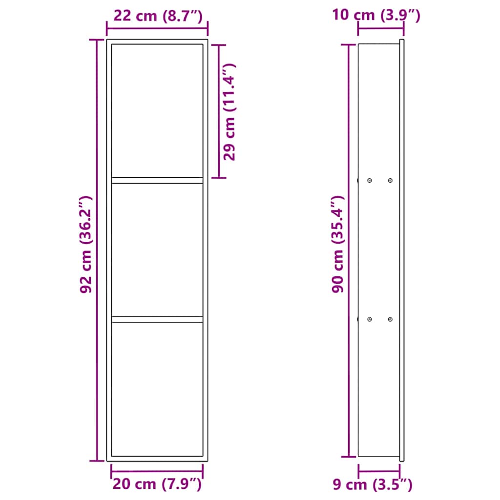 vidaXL Νίτσα Μπάνιου Λευκό 90 x 20 x 9.5 εκ Ανοξείδωτο ατσάλι