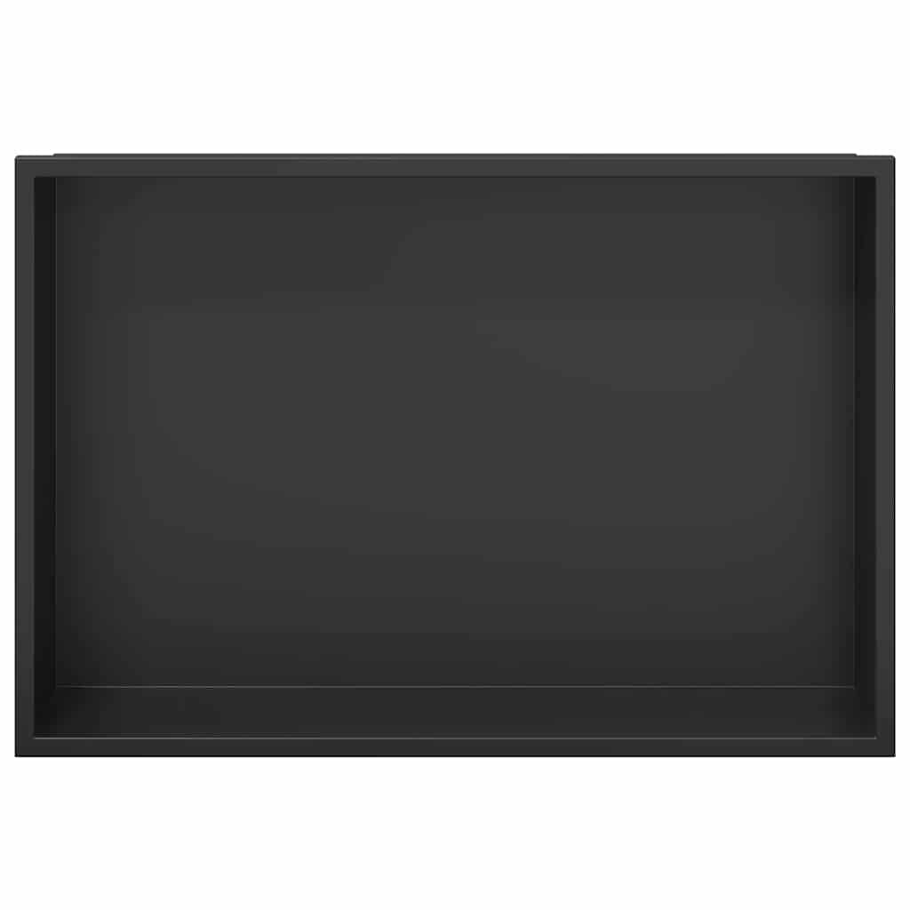 vidaXL Νίτσα Μπάνιου Μαύρο 45 x 30 x 9.5 εκ. Ανοξείδωτο ατσάλι