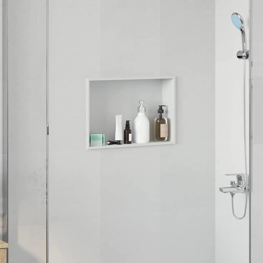 vidaXL Νίτσα Μπάνιου Λευκό 45 x 30 x 9.5 εκ. Ανοξείδωτο ατσάλι