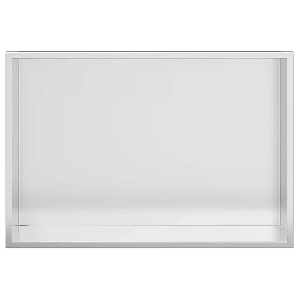 vidaXL Νίτσα Μπάνιου Ασημί 45 x 30 x 9.5 εκ. Ανοξείδωτο ατσάλι