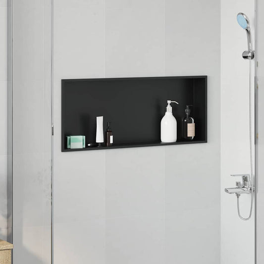 vidaXL Νίτσα Μπάνιου Μαύρο 75 x 30 x 9,5 εκ. Ανοξείδωτο ατσάλι