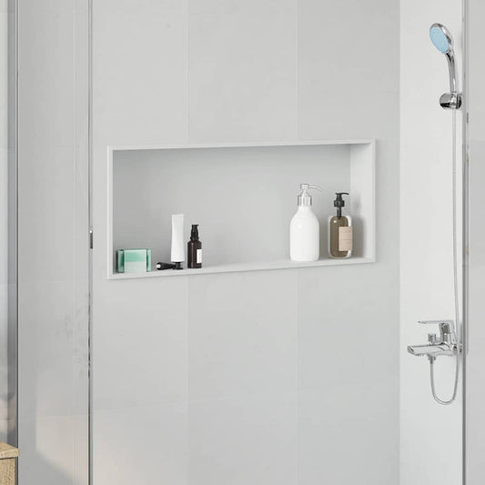 vidaXL Νίτσα Μπάνιου Λευκό 75 x 30 x 9.5 εκ. Ανοξείδωτο ατσάλι