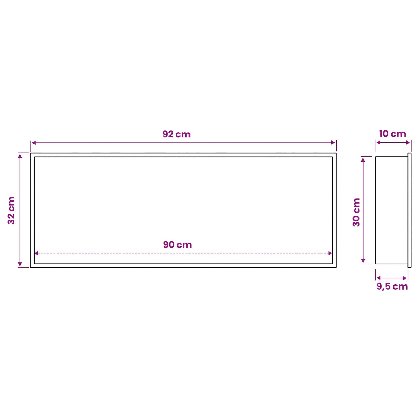 vidaXL Νίτσα Μπάνιου Μαύρο 90 x 30 x 9,5 εκ. Ανοξείδωτο ατσάλι