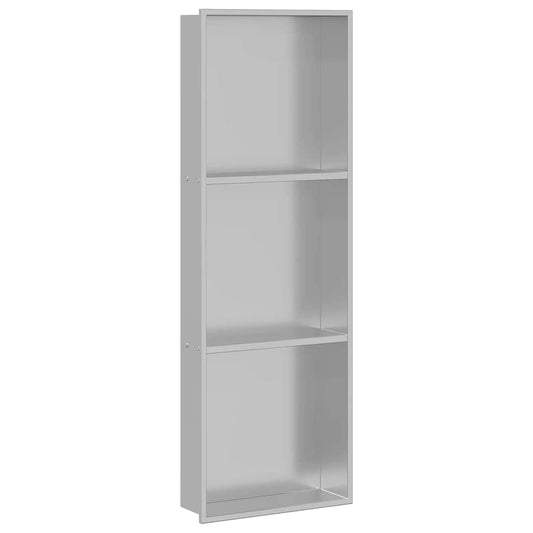 vidaXL Νίτσα Μπάνιου Ασημί 90 x 30 x 9,5 εκ. Ανοξείδωτο ατσάλι
