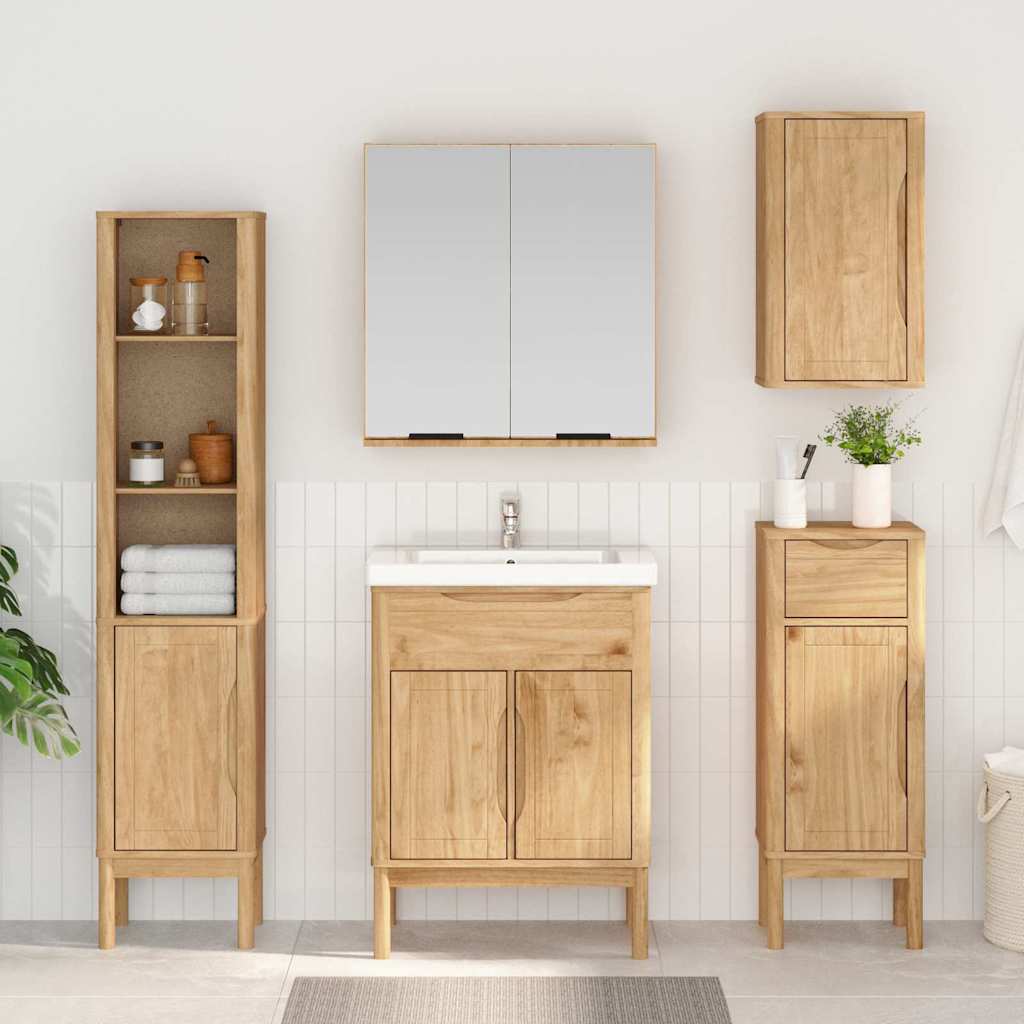 vidaXL Ντουλάπι Μπάνιου Κερωτό καφέ 35 x 30 x 90 cm Στερεό ξύλο πεύκου
