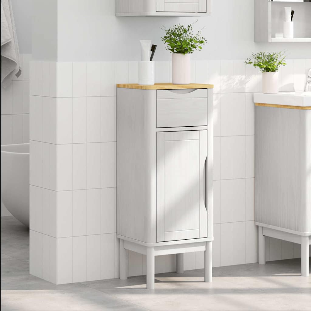 vidaXL Ντουλάπι Μπάνιου Λευκό 35 x 30 x 90 cm Στερεό ξύλο πεύκου