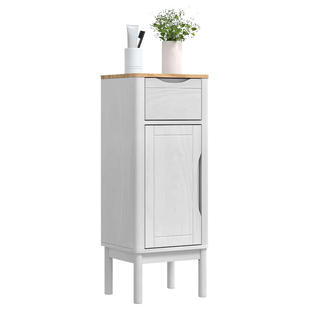 vidaXL Ντουλάπι Μπάνιου Λευκό 35 x 30 x 90 cm Στερεό ξύλο πεύκου