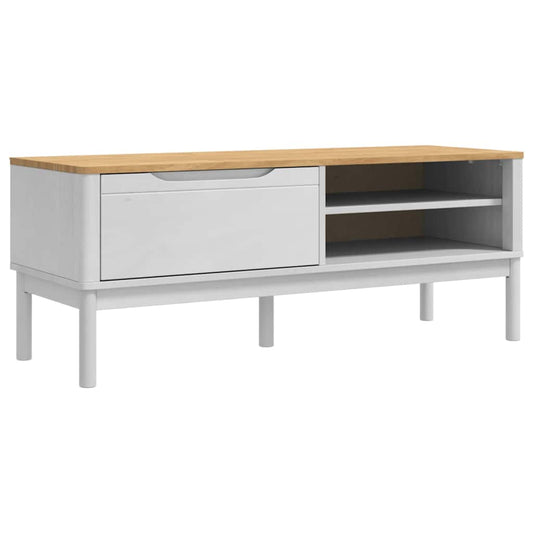 vidaXL Πάγκος Χωλ με συρτάρι Λευκό 115 x 40 x 45 εκ Στερεό ξύλο πεύκου