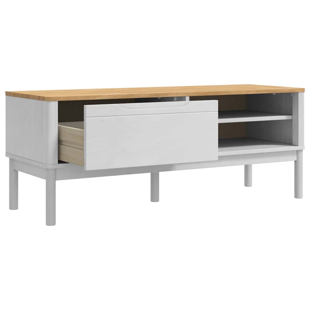 vidaXL Πάγκος Χωλ με συρτάρι Λευκό 115 x 40 x 45 εκ Στερεό ξύλο πεύκου