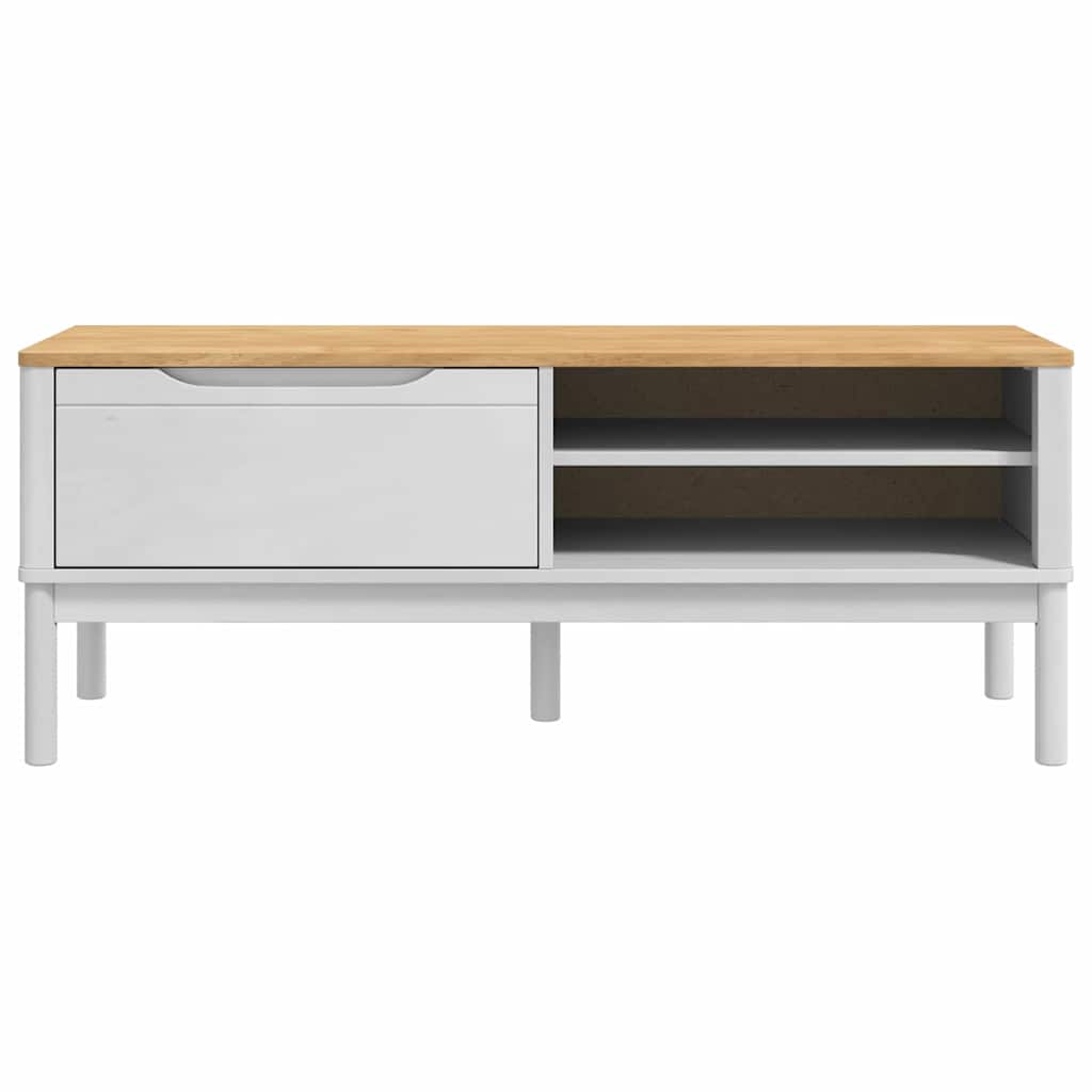 vidaXL Πάγκος Χωλ με συρτάρι Λευκό 115 x 40 x 45 εκ Στερεό ξύλο πεύκου