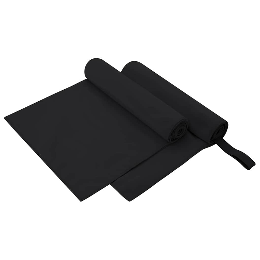 vidaXL Αθλητικές Πετσέτες 2 τμχ. Μαύρο 100 x 50 cm