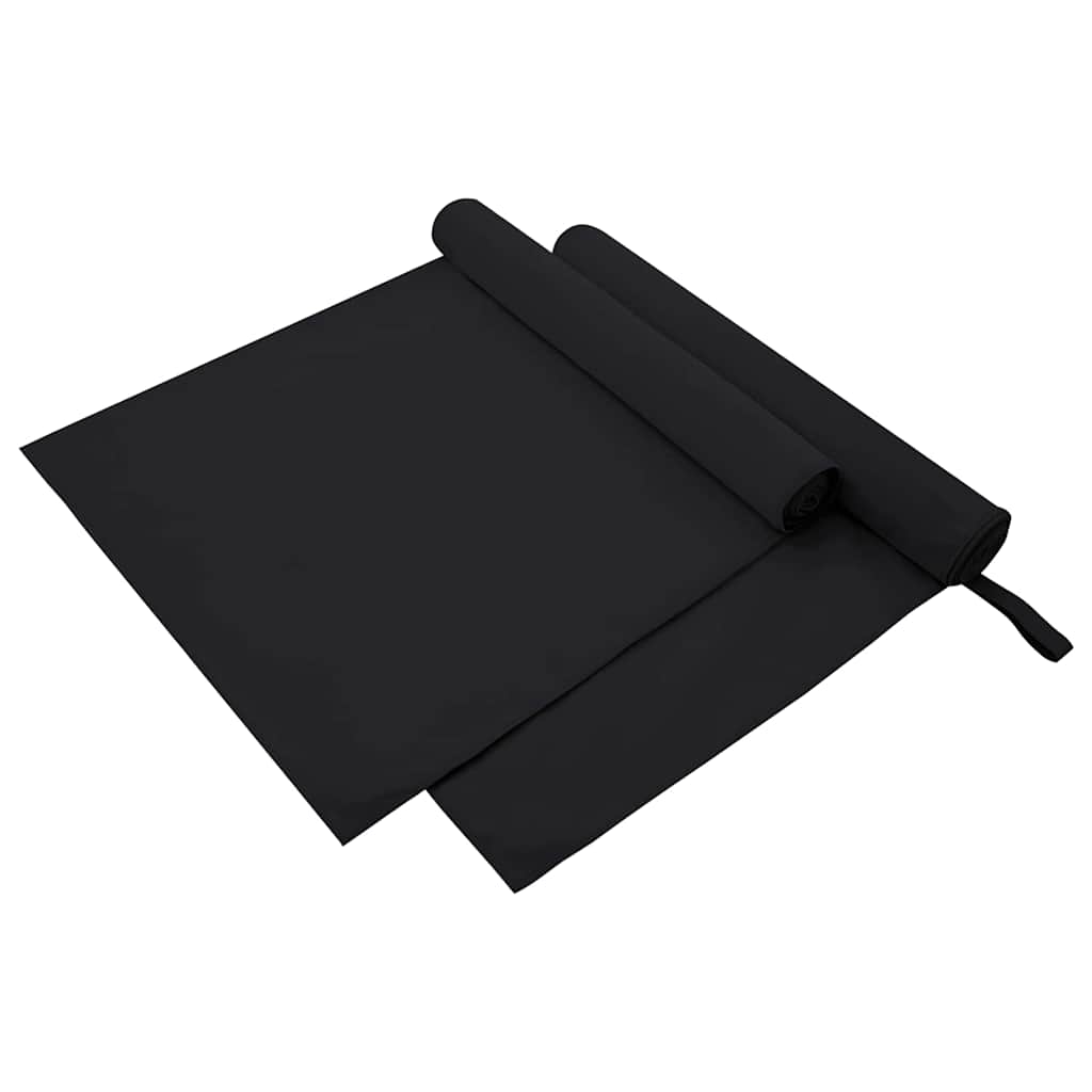 vidaXL Αθλητικές Πετσέτες 2 pcs Μαύρο 180 x 90 cm