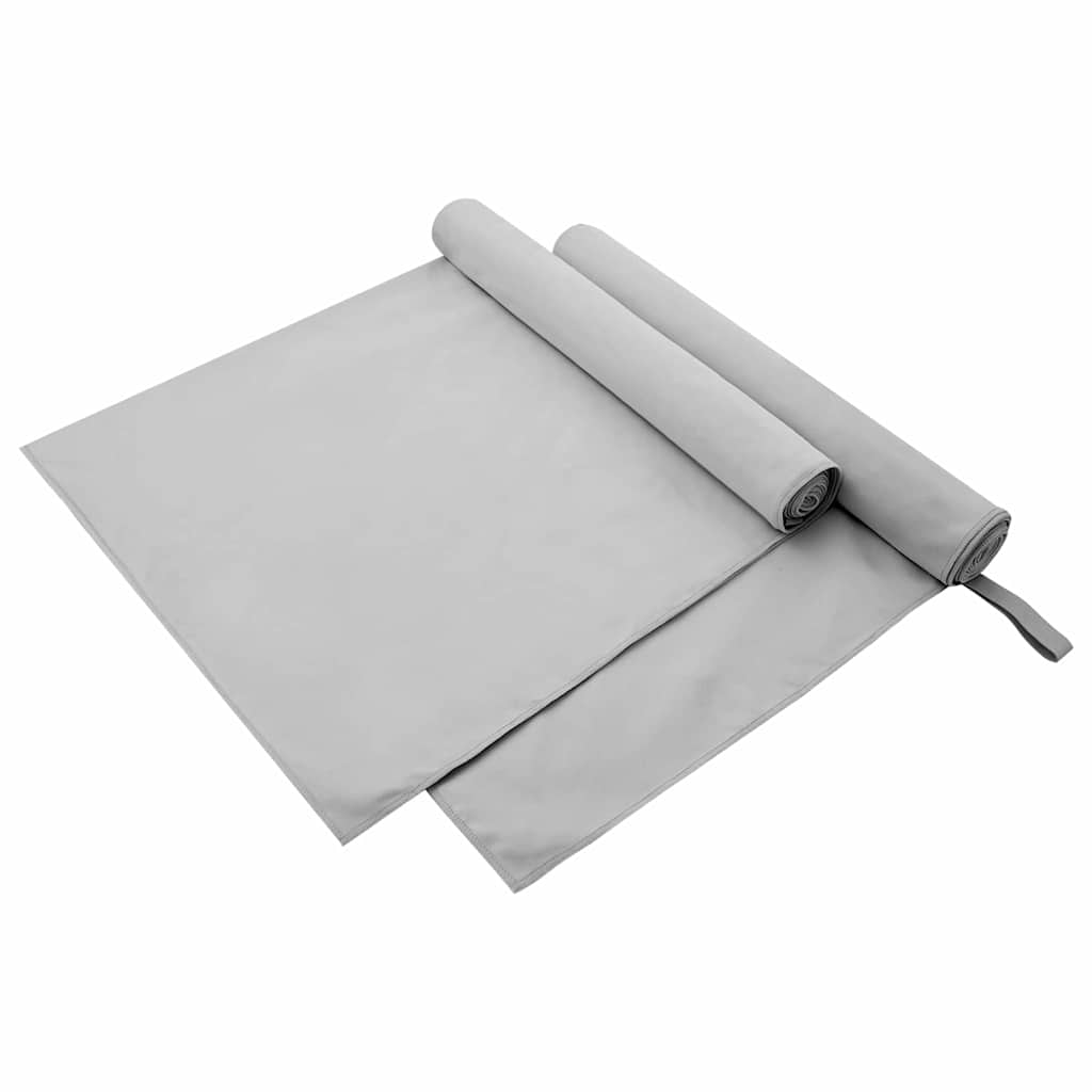 vidaXL Αθλητικές Πετσέτες 2 pcs Γκρι 180 x 90 cm